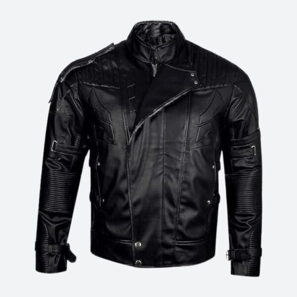 Guarrdians Of Thee Gallaxyy Vol.2 Star-Lord Chris Pratt Black Faux Leather Jacket
