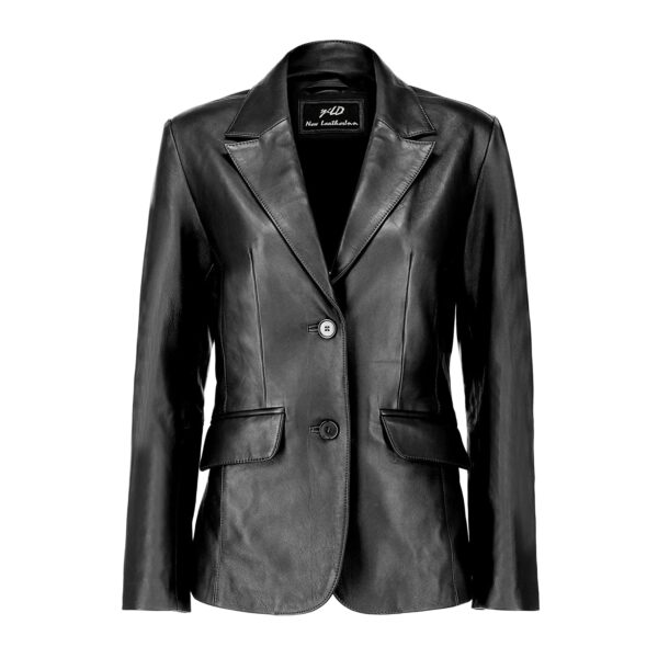 Classic 2-Button Lambskin Leather Blazer Women