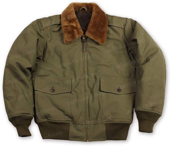 Mens WW2 Vintage Flying Fur Collar Flight Bomber Jacket
