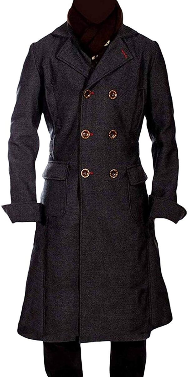 Sherlock Holmes Benedict Wool Long Trench Coat Jacket